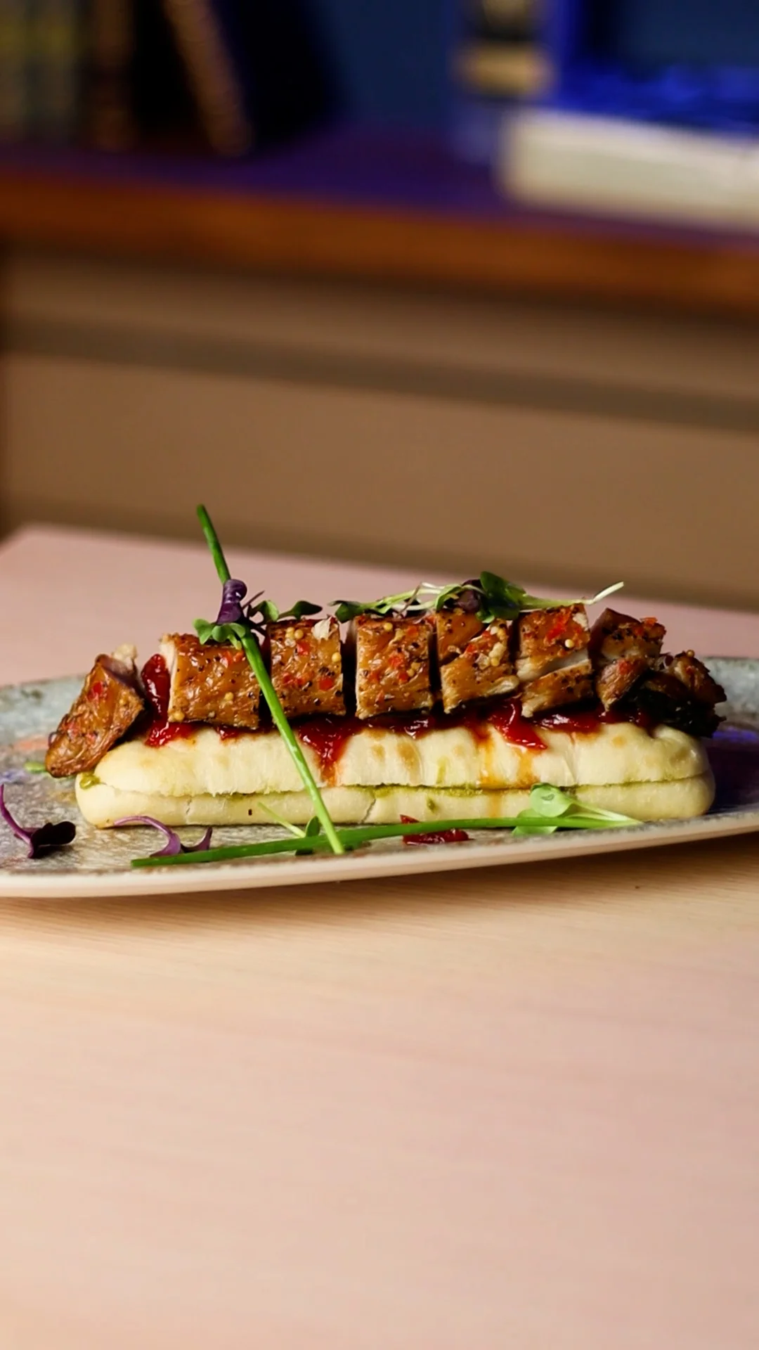 Norwegian Wild Smoked Mackerel with Scandinavian Herbs on Pesto Focaccia and Piquillo Pepper Confit