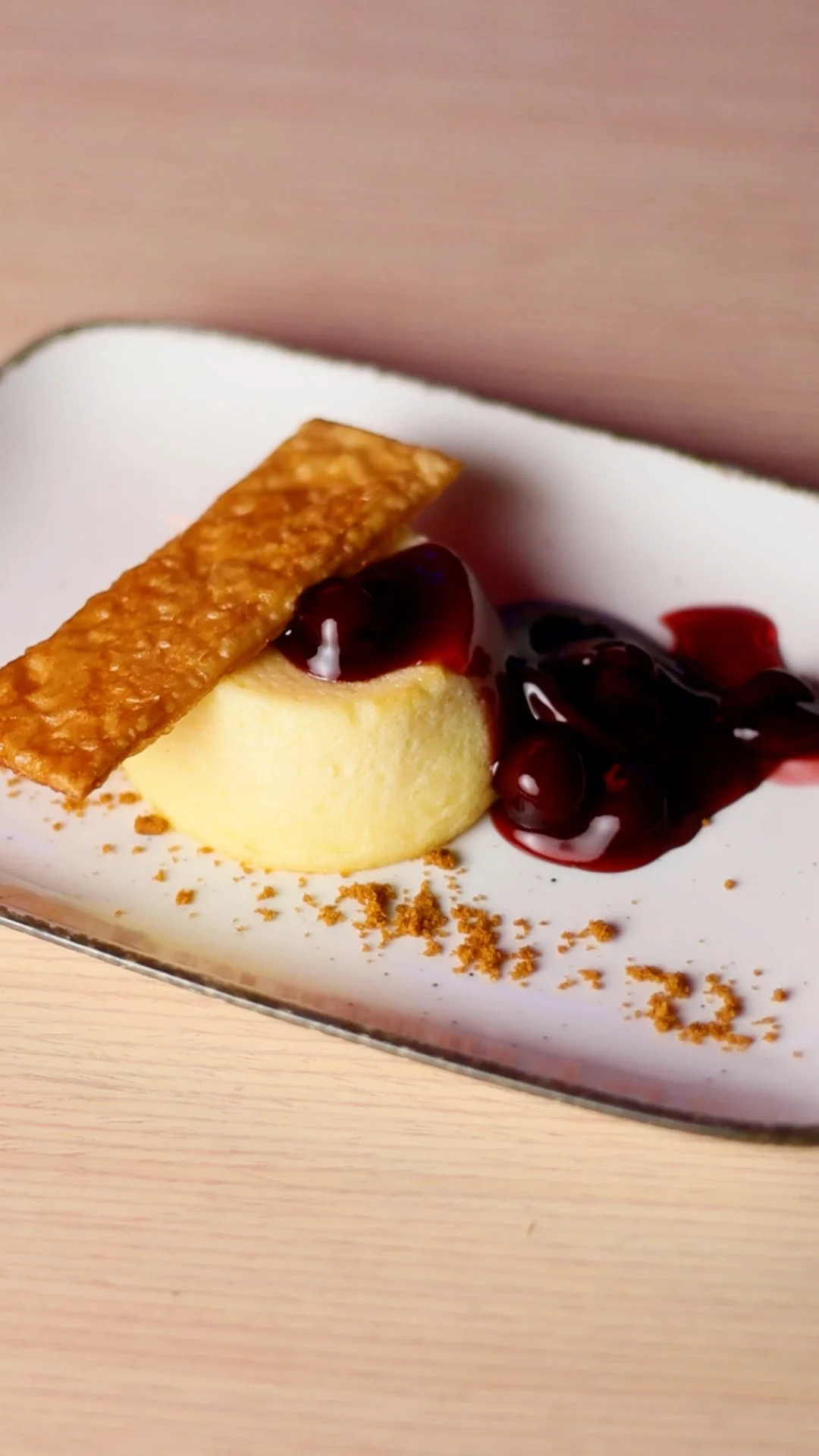 Manchego Cheese Coulant with Amarena Cherry Confit and Caramelised Puff Pastry