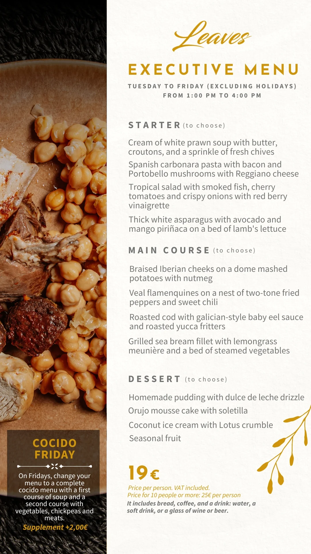 Tradition and innovation fused in our executive menu