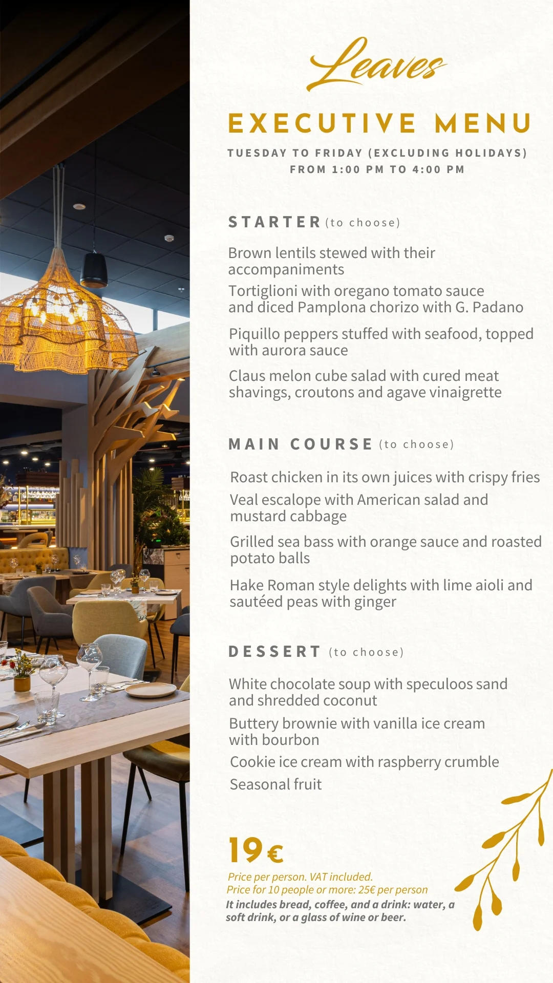 Tradition and innovation fused in our executive menu