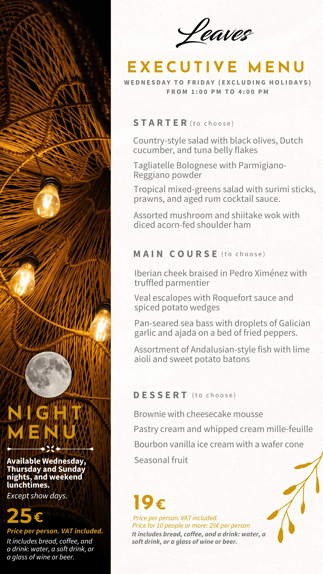 Tradition and innovation fused in our executive menu